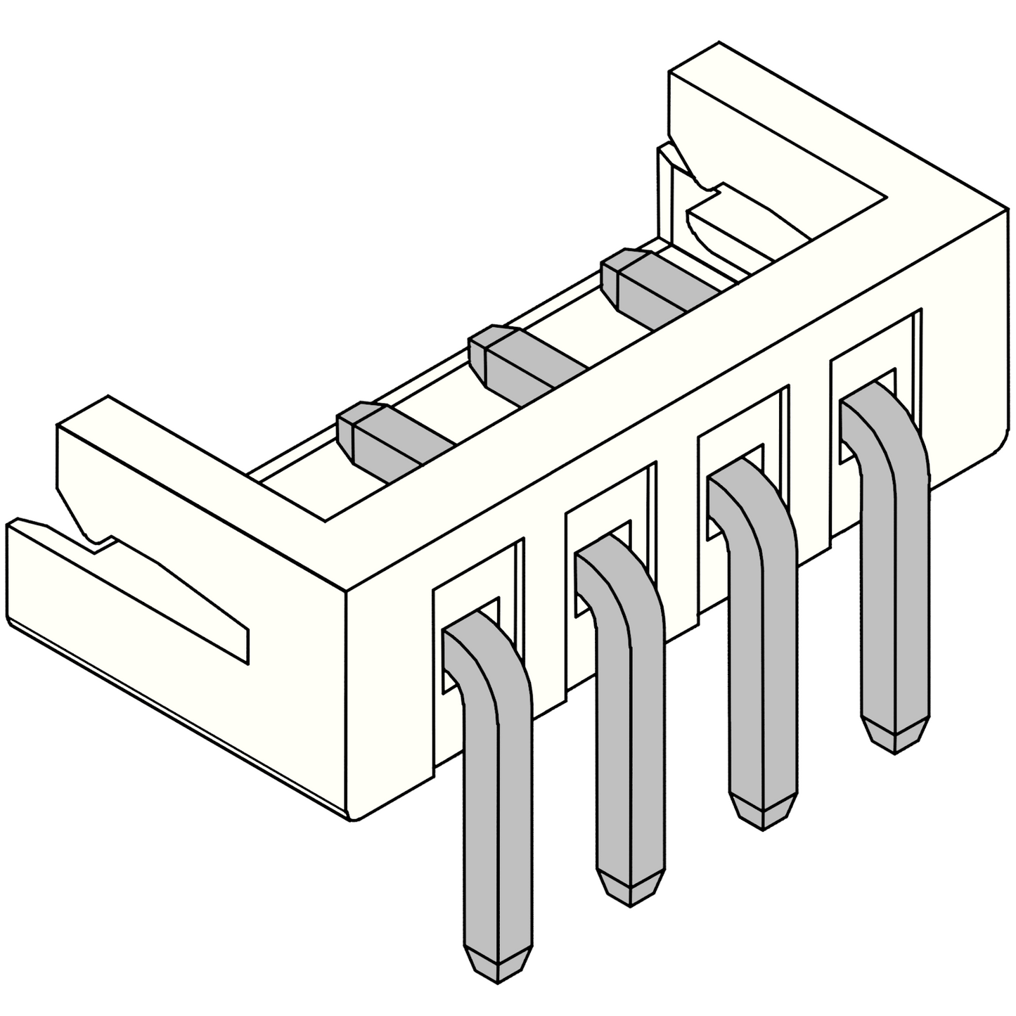 EH Angled PCB Socket 4-pin